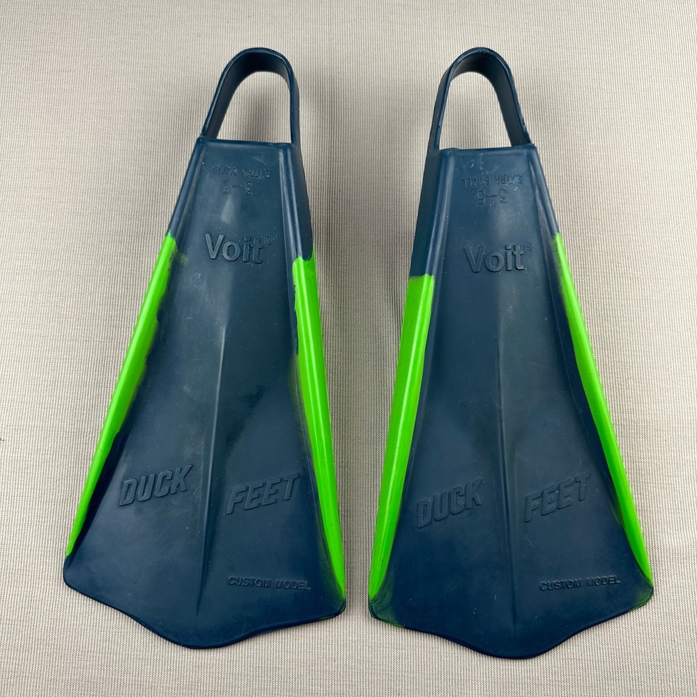 Voit Duck Feet Custom Model Swim Fins Navy Blue Lime Green XS 3-5 Rubber